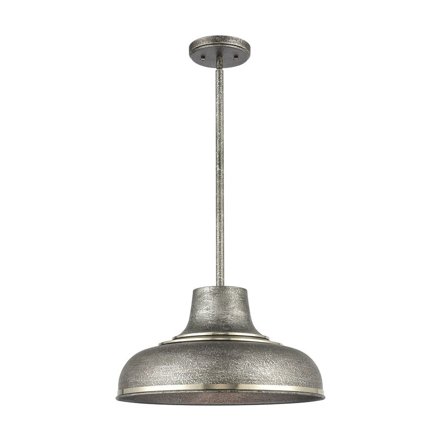 Atlas Kerin 16in 1-Light Pendant | Transitional Textured Silvery Gray and Polished Nickel Metal | Dining Room & Kitchen Island | Model CL12309-SV