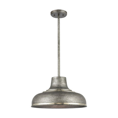 Atlas Kerin 16in 1-Light Pendant | Transitional Textured Silvery Gray and Polished Nickel Metal | Dining Room & Kitchen Island | Model CL12309-SV
