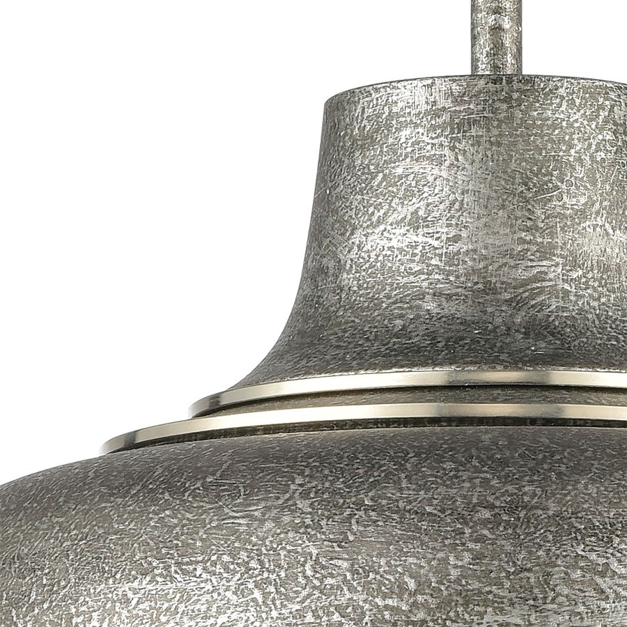Atlas Kerin 16in 1-Light Pendant | Transitional Textured Silvery Gray and Polished Nickel Metal | Dining Room & Kitchen Island | Model CL12309-SV