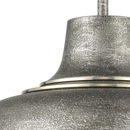 Atlas Kerin 16in 1-Light Pendant | Transitional Textured Silvery Gray and Polished Nickel Metal | Dining Room & Kitchen Island | Model CL12309-SV