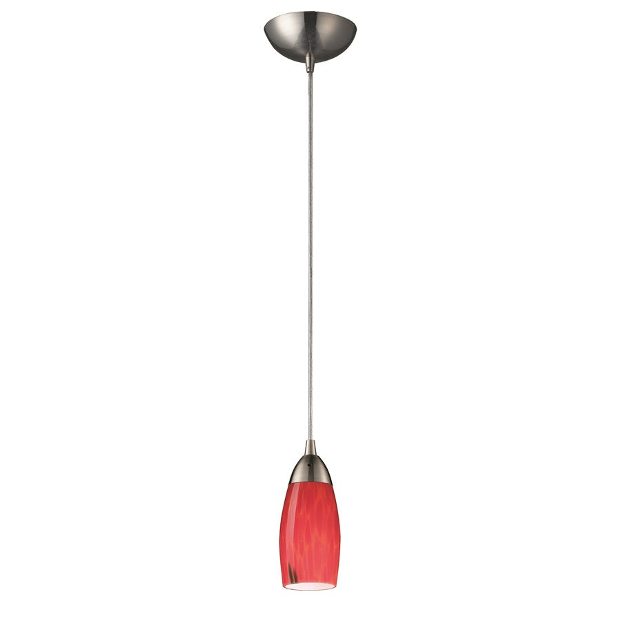 Atlas Milan 3in 1-Light Mini Pendant | Transitional Fire Red Glass and Satin Nickel Metal | Kitchen Island & Dining Room | Model CL12343-RD