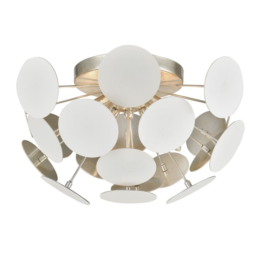 Atlas Lighting Modish 18in 4-Light Flush Mount | Modern Matte White and Silver Leaf Metal | Bedroom & Hallway Ceiling Light | Model CL12346-WH