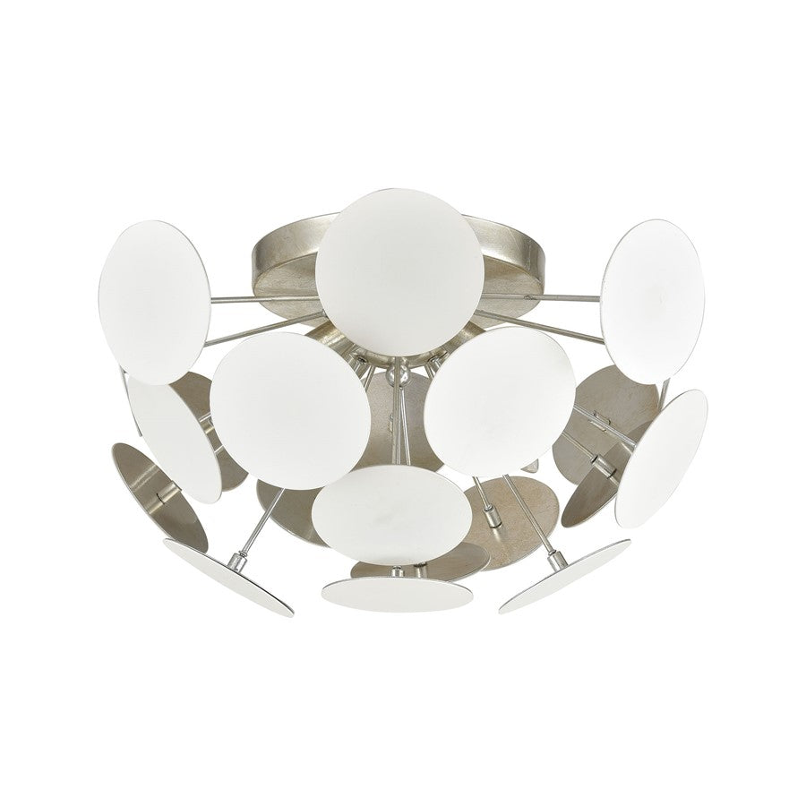 Atlas Lighting Modish 18in 4-Light Flush Mount | Modern Matte White and Silver Leaf Metal | Bedroom & Hallway Ceiling Light | Model CL12346-WH