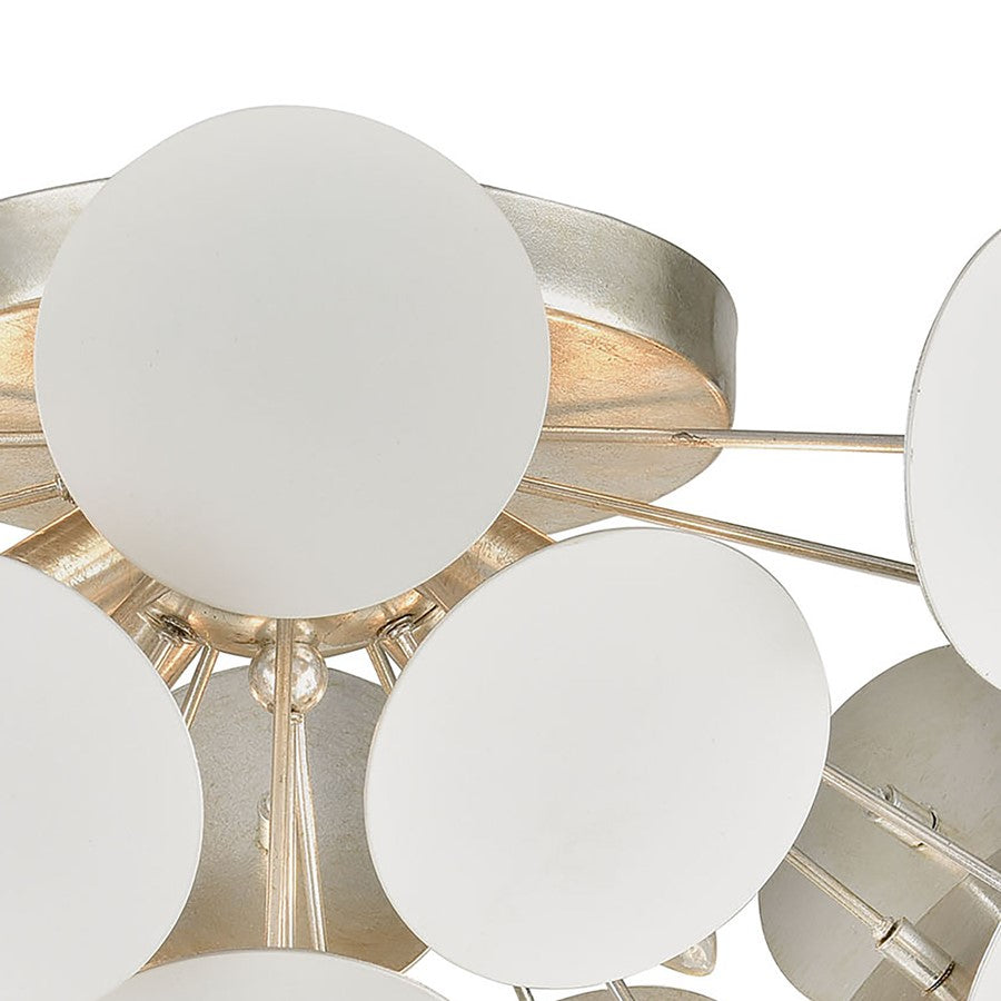 Atlas Lighting Modish 18in 4-Light Flush Mount | Modern Matte White and Silver Leaf Metal | Bedroom & Hallway Ceiling Light | Model CL12346-WH