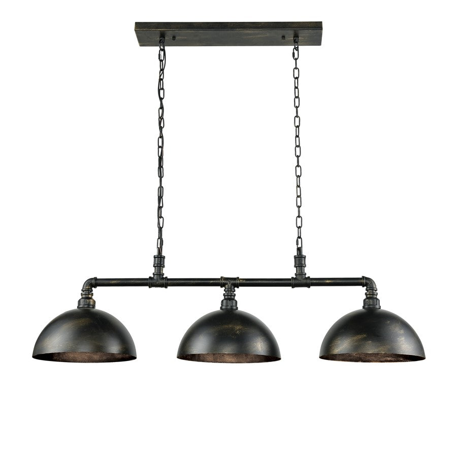 Atlas Lighting Mulvaney 49in 3-Light Chandelier | Industrial Black and Brushed Gold Metal | Dining Room & Living Room | Model CL12355-BK