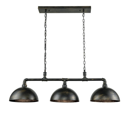 Atlas Lighting Mulvaney 49in 3-Light Chandelier | Industrial Black and Brushed Gold Metal | Dining Room & Living Room | Model CL12355-BK