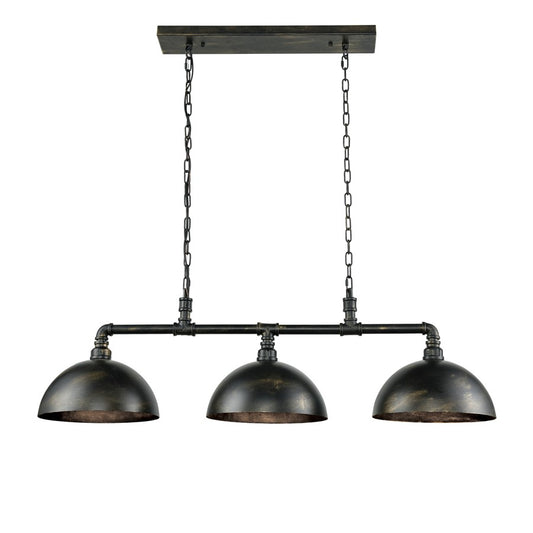 Atlas Lighting Mulvaney 49in 3-Light Chandelier | Industrial Black and Brushed Gold Metal | Dining Room & Living Room | Model CL12355-BK