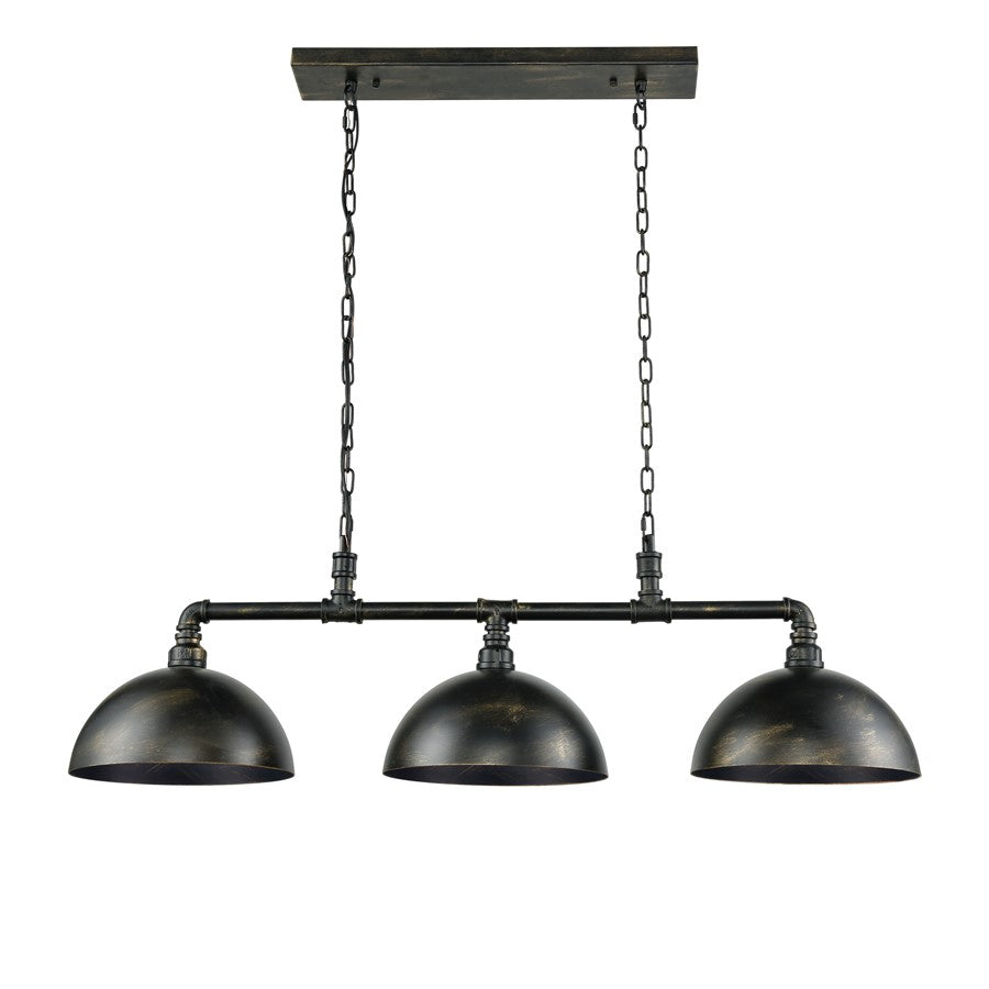 Atlas Lighting Mulvaney 49in 3-Light Chandelier | Industrial Black and Brushed Gold Metal | Dining Room & Living Room | Model CL12355-BK