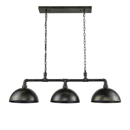 Atlas Lighting Mulvaney 49in 3-Light Chandelier | Industrial Black and Brushed Gold Metal | Dining Room & Living Room | Model CL12355-BK