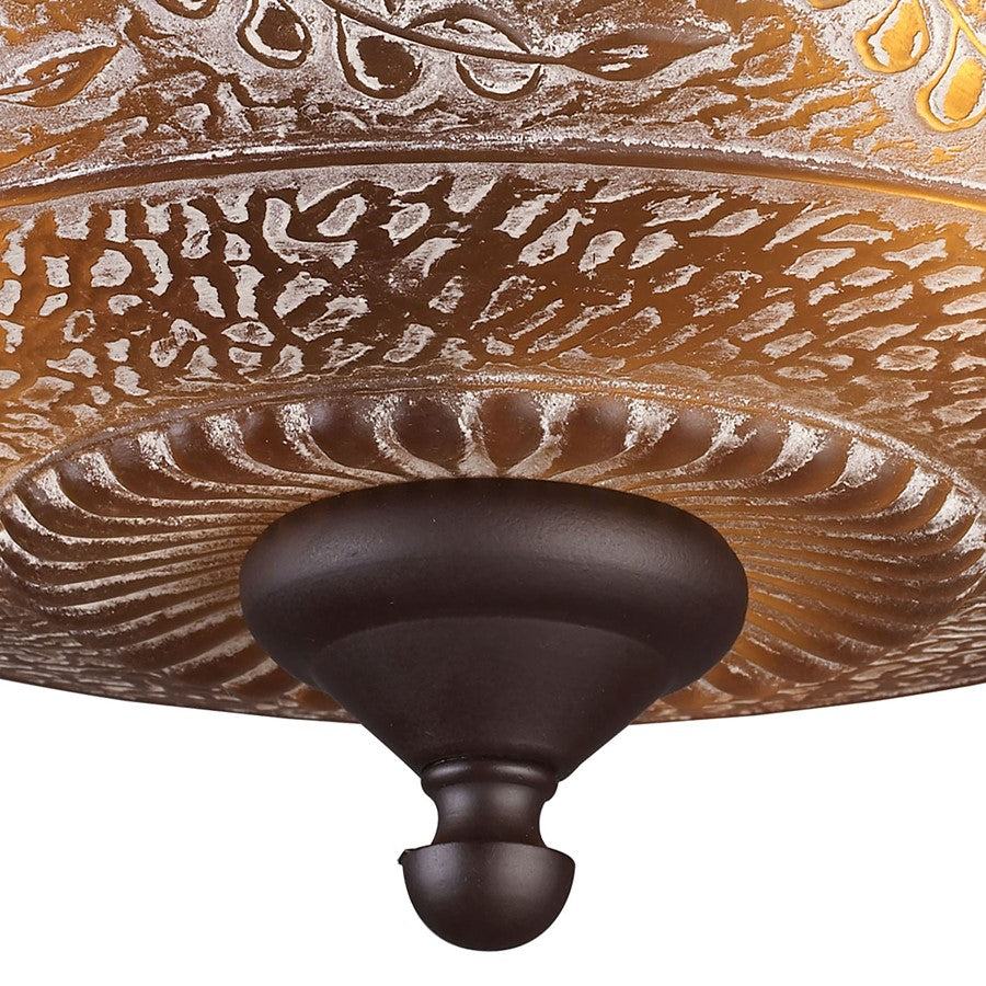 Atlas Lighting Norwich 14in 3-Light Semi-Flush Mount | Traditional Oil Rubbed Bronze and Amber Glass | Entryway & Hallway | Model CL12362-BZ