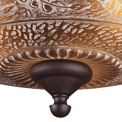 Atlas Lighting Norwich 14in 3-Light Semi-Flush Mount | Traditional Oil Rubbed Bronze and Amber Glass | Entryway & Hallway | Model CL12362-BZ