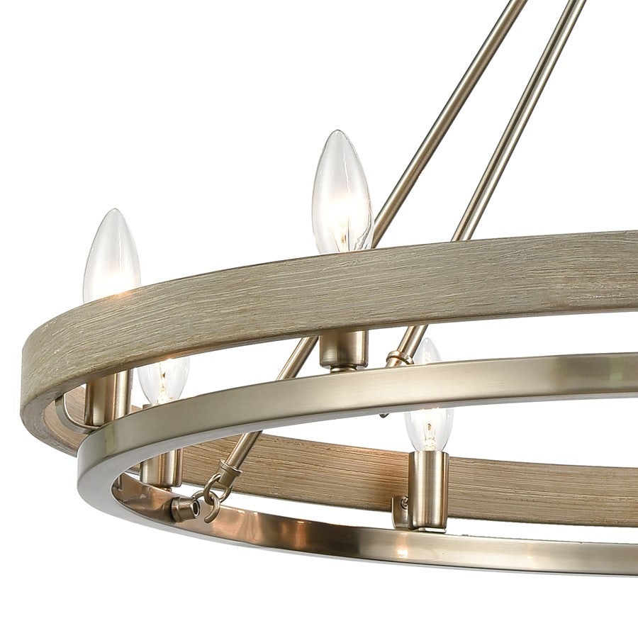 Atlas Lighting Ramsey 34in 10-Light Chandelier | Transitional Satin Nickel Metal | Dining Room & Living Room | 34 x 34 x 24 in | Model CL12390-NK