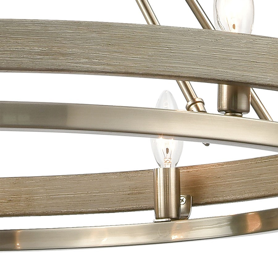 Atlas Lighting Ramsey 34in 10-Light Chandelier | Transitional Satin Nickel Metal | Dining Room & Living Room | 34 x 34 x 24 in | Model CL12390-NK