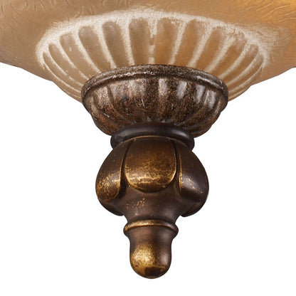 Atlas Lighting Restoration 12in 3-Light Semi-Flush Mount | Traditional Golden Bronze and Amber Glass | Dining Room & Living Room | Model CL12397-BZ