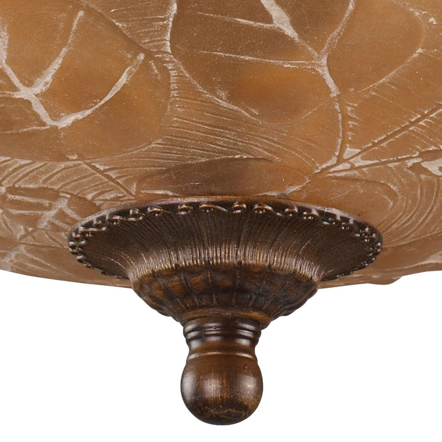 Atlas Lighting Restoration 16in 3-Light Semi-Flush Mount | Traditional Golden Bronze and Amber Glass | Entryway & Hallway | Model CL12401-BZ