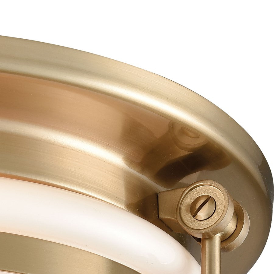 Atlas Lighting Riley 12in 2-Light Flush Mount | Transitional Satin Brass and White Glass | Entryway & Hallway | 12 x 12 x 6 in | Model CL12412-BS
