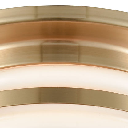 Atlas Lighting Riley 12in 2-Light Flush Mount | Transitional Satin Brass and White Glass | Entryway & Hallway | 12 x 12 x 6 in | Model CL12412-BS