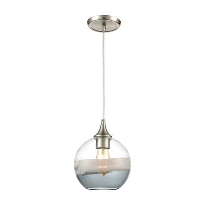 Atlas Lighting Sutter Creek 8in 1-Light Pendant | Modern Satin Nickel and Gray Seeded Glass | Kitchen Island & Dining Room | Model CL12451-NK