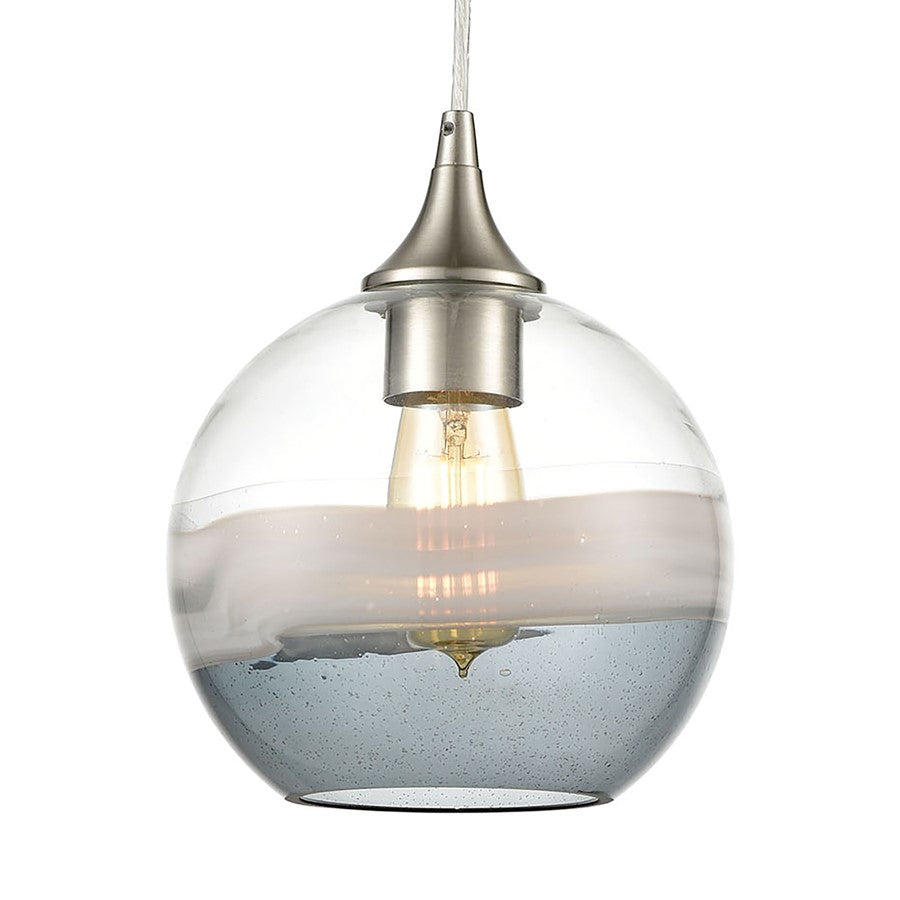 Atlas Lighting Sutter Creek 8in 1-Light Pendant | Modern Satin Nickel and Gray Seeded Glass | Kitchen Island & Dining Room | Model CL12451-NK