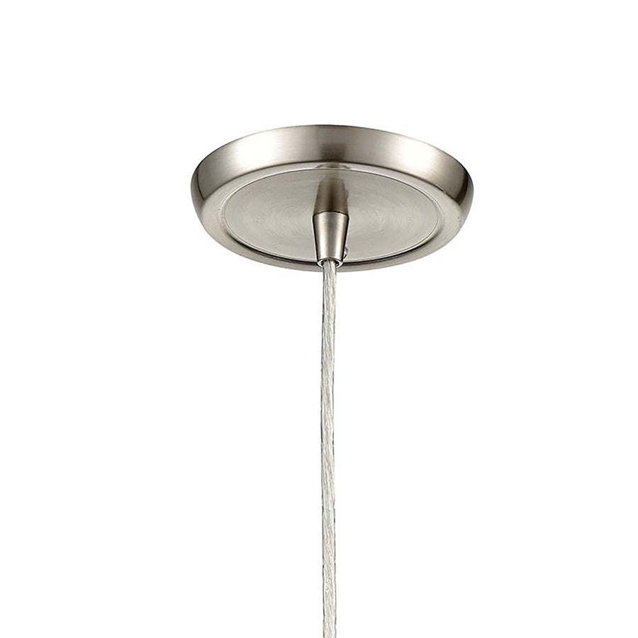 Atlas Lighting Sutter Creek 8in 1-Light Pendant | Modern Satin Nickel and Gray Seeded Glass | Kitchen Island & Dining Room | Model CL12451-NK