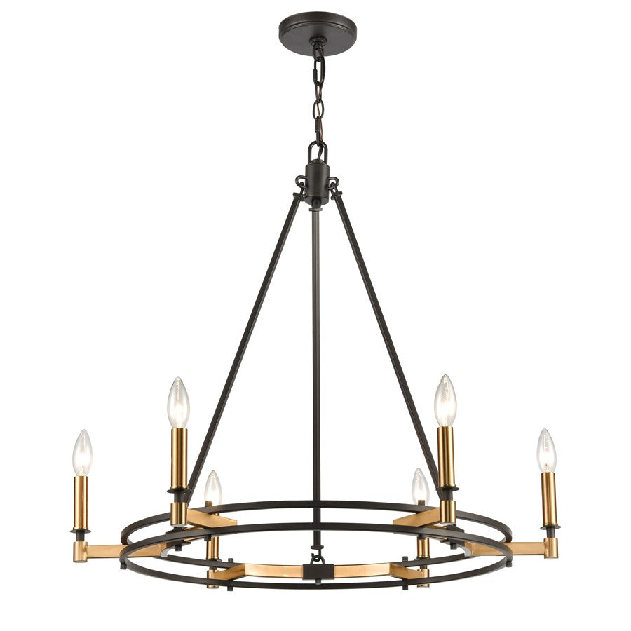 Atlas Lighting Talia 29in 6-Light Chandelier | Transitional Oil Rubbed Bronze and Satin Brass | Dining Room & Living Room | Model CL12458-BZ