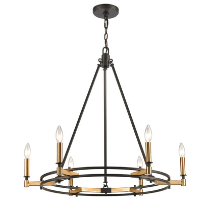 Atlas Lighting Talia 29in 6-Light Chandelier | Transitional Oil Rubbed Bronze and Satin Brass | Dining Room & Living Room | Model CL12458-BZ