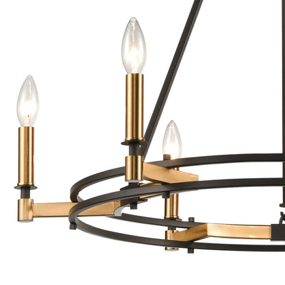 Atlas Lighting Talia 29in 6-Light Chandelier | Transitional Oil Rubbed Bronze and Satin Brass | Dining Room & Living Room | Model CL12458-BZ