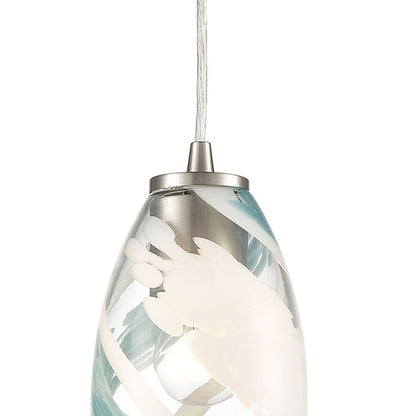 Atlas Lighting Turbulence 5in 1-Light Pendant | Modern Satin Nickel and Multicolor Glass | Kitchen Island & Dining Room | Model CL12473-NK