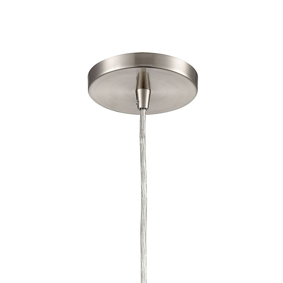 Atlas Lighting Turbulence 5in 1-Light Pendant | Modern Satin Nickel and Multicolor Glass | Kitchen Island & Dining Room | Model CL12473-NK