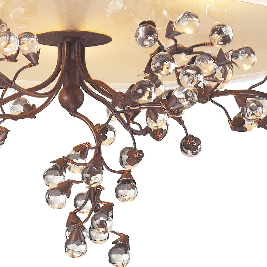 Atlas Lighting Winterberry 16in 3-Light Semi-Flush | Traditional Antique Copper and Beige Fabric | Living Room & Bedroom | Model CL12512-CO