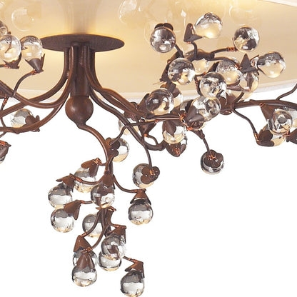 Atlas Lighting Winterberry 16in 3-Light Semi-Flush | Traditional Antique Copper and Beige Fabric | Living Room & Bedroom | Model CL12512-CO