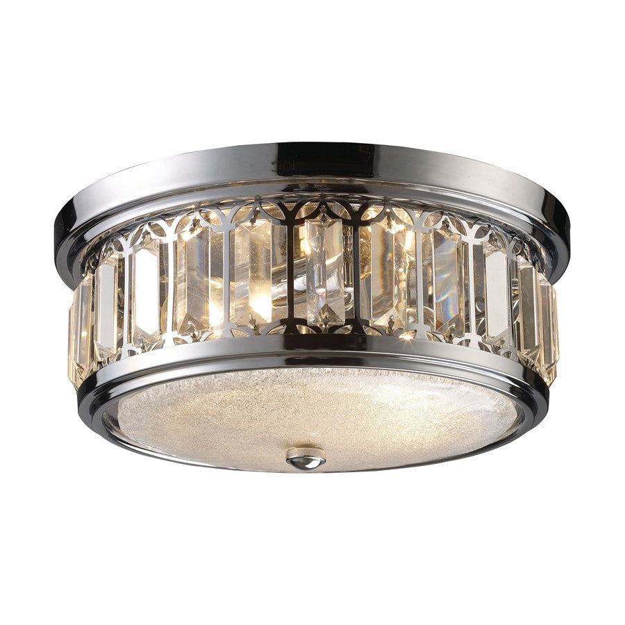 Atlas Lighting Salena 13in 2-Light Flush Mount | Transitional Polished Chrome and Clear Glass | Hallway & Bedroom | 13 x 13 x 6 in | Model CL12521-CH