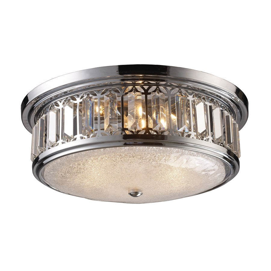 Atlas Lighting Salena 16in 3-Light Flush Mount | Transitional Polished Chrome and Clear Glass | Living Room & Dining Room | Model CL12522-CH
