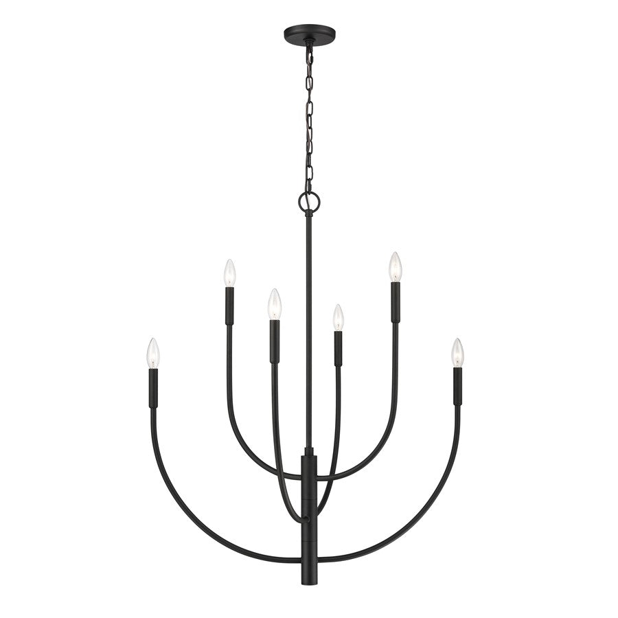 Atlas Lighting Continuance 30in 6-Light Chandelier | Modern Charcoal Metal | Dining Room & Living Room | 30 x 30 x 38 in | Model CL12524-BK
