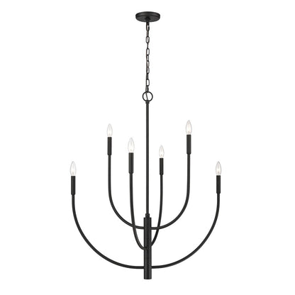 Atlas Lighting Continuance 30in 6-Light Chandelier | Modern Charcoal Metal | Dining Room & Living Room | 30 x 30 x 38 in | Model CL12524-BK