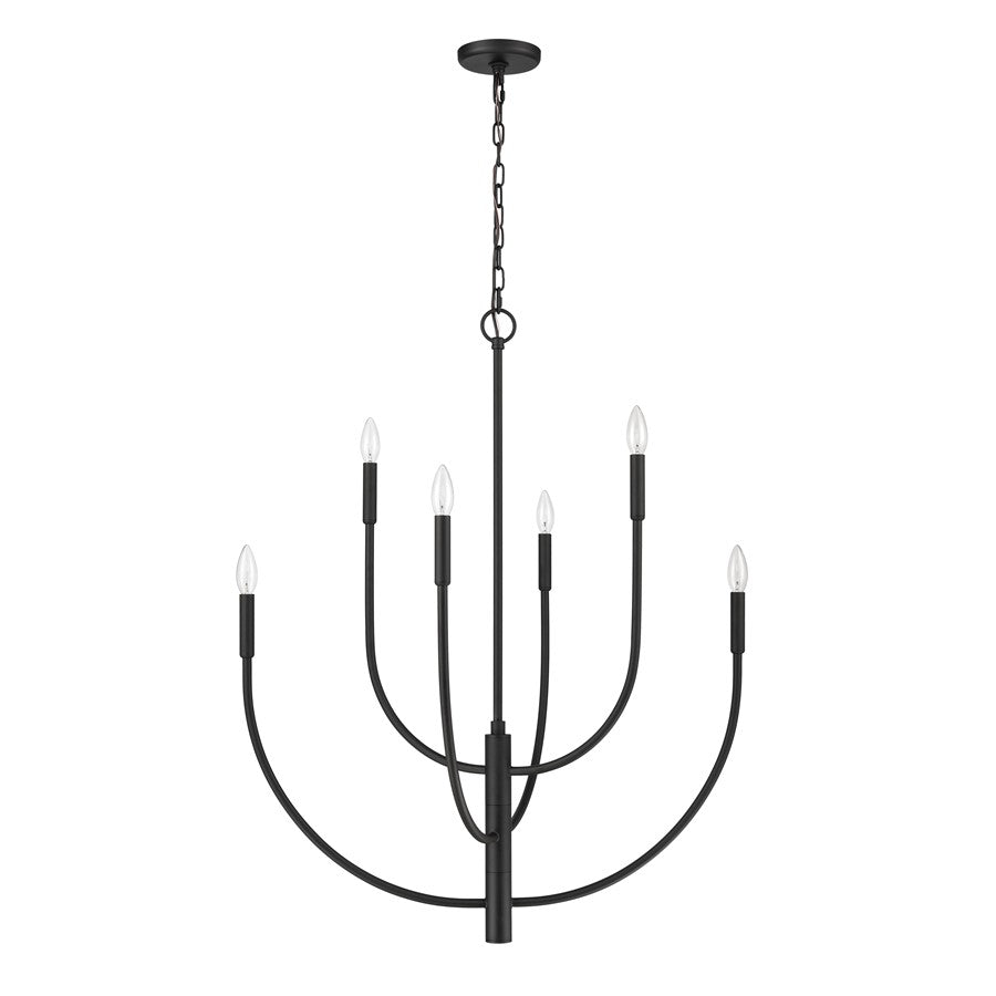 Atlas Lighting Continuance 30in 6-Light Chandelier | Modern Charcoal Metal | Dining Room & Living Room | 30 x 30 x 38 in | Model CL12524-BK
