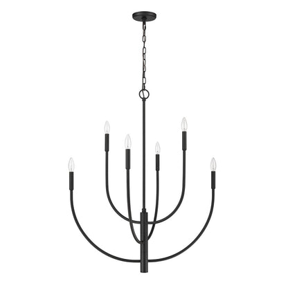 Atlas Lighting Continuance 30in 6-Light Chandelier | Modern Charcoal Metal | Dining Room & Living Room | 30 x 30 x 38 in | Model CL12524-BK