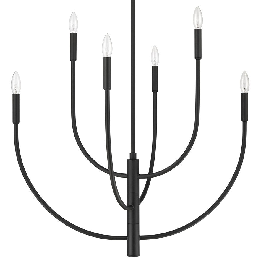 Atlas Lighting Continuance 30in 6-Light Chandelier | Modern Charcoal Metal | Dining Room & Living Room | 30 x 30 x 38 in | Model CL12524-BK