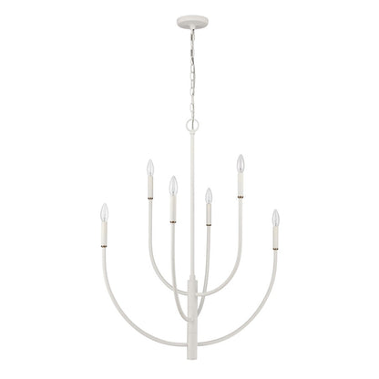 Atlas Lighting Continuance 30in 6-Light Chandelier | Modern White Coral and Satin Brass Metal | Dining Room & Living Room | Model CL12524-WH