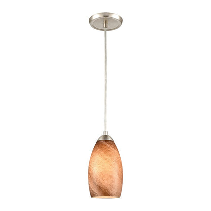 Atlas Lighting Planetario 5in 1-Light Mini Pendant | Modern Satin Nickel and Light Brown Glass | Kitchen Island & Dining Room | Model CL12526-BN