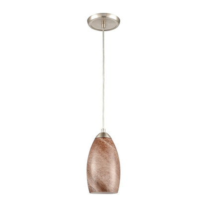 Atlas Lighting Planetario 5in 1-Light Mini Pendant | Modern Satin Nickel and Light Brown Glass | Kitchen Island & Dining Room | Model CL12526-BN