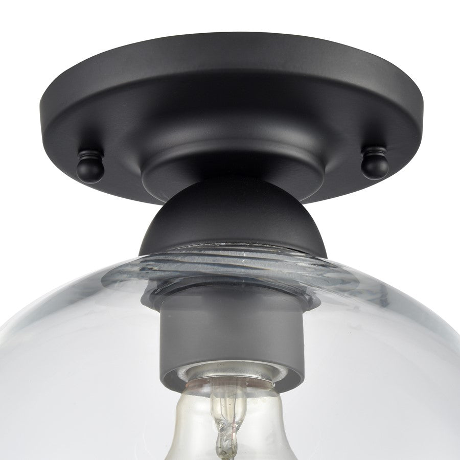 Atlas Lighting Soren 7.75in 1-Light Semi-Flush Mount | Modern Matte Black and Clear Glass | Hallway & Bedroom | Model CL12527-BK