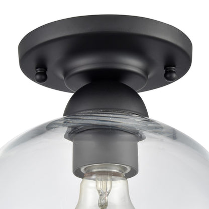 Atlas Lighting Soren 7.75in 1-Light Semi-Flush Mount | Modern Matte Black and Clear Glass | Hallway & Bedroom | Model CL12527-BK