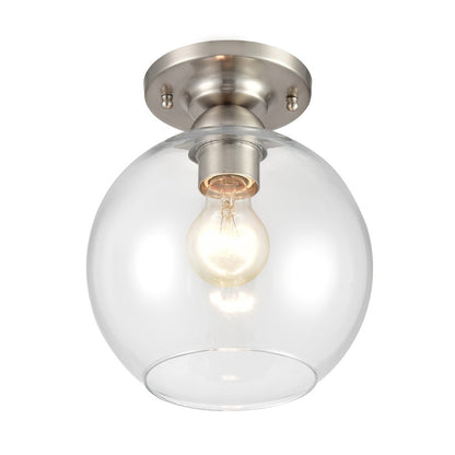 Atlas Lighting Soren 7.75in 1-Light Semi-Flush Mount | Modern Brushed Nickel and Clear Glass | Hallway & Bedroom | Model CL12527-NK