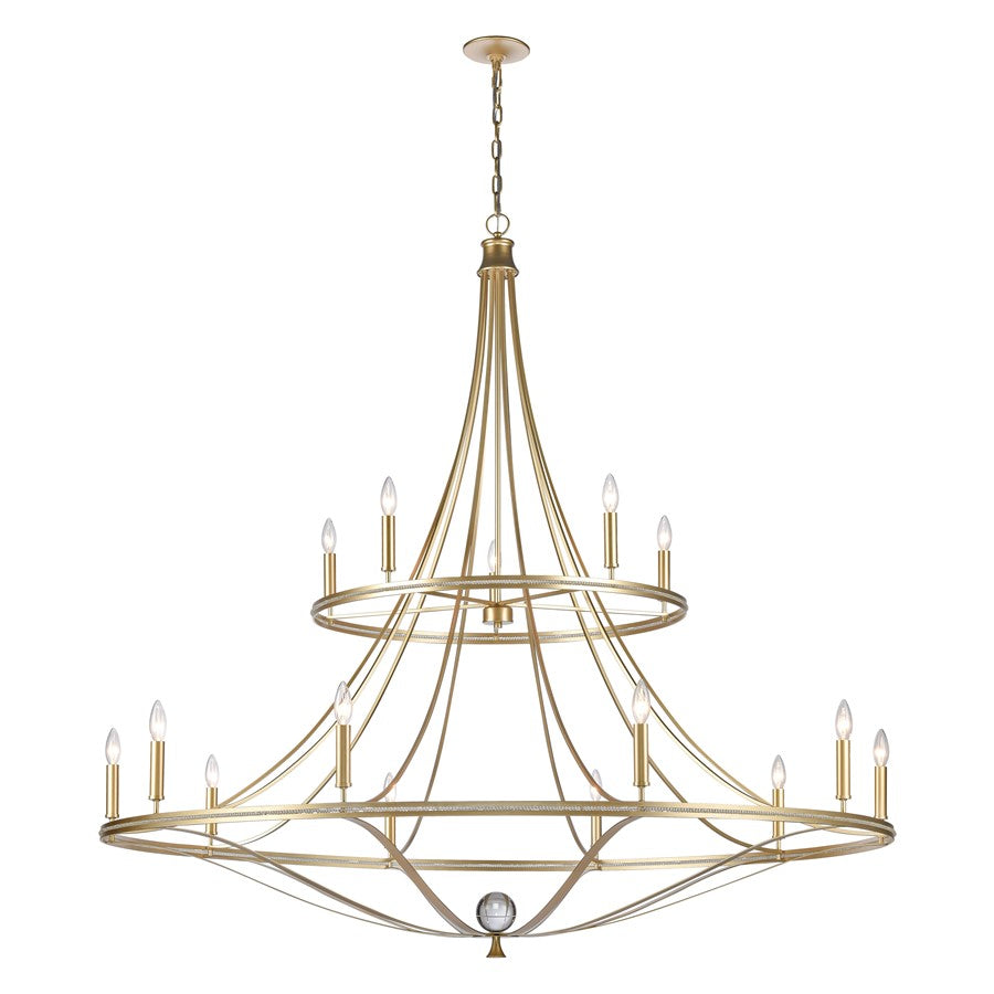 Atlas Lighting Noura 60in 15-Light Chandelier | Traditional Champagne Gold Metal | Dining Room & Foyer | 60 x 60 x 59 in | Model CL12534-GD
