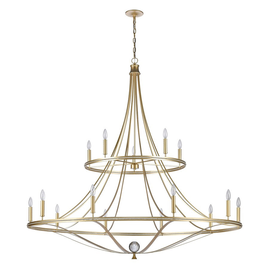 Atlas Lighting Noura 60in 15-Light Chandelier | Traditional Champagne Gold Metal | Dining Room & Foyer | 60 x 60 x 59 in | Model CL12534-GD