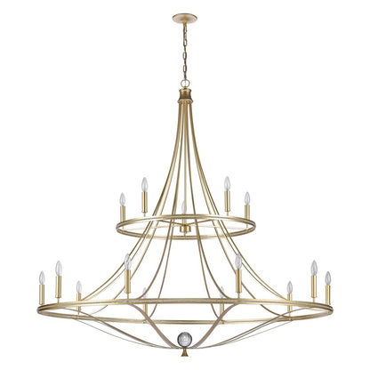 Atlas Lighting Noura 60in 15-Light Chandelier | Traditional Champagne Gold Metal | Dining Room & Foyer | 60 x 60 x 59 in | Model CL12534-GD