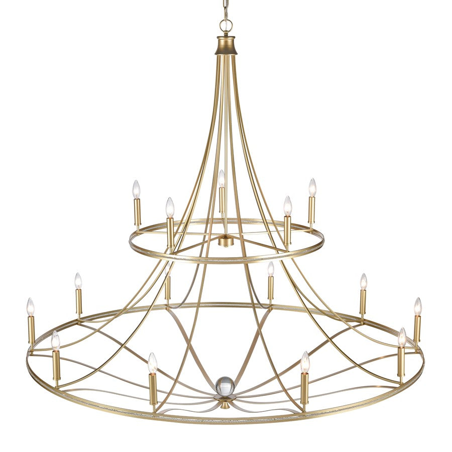 Atlas Lighting Noura 60in 15-Light Chandelier | Traditional Champagne Gold Metal | Dining Room & Foyer | 60 x 60 x 59 in | Model CL12534-GD
