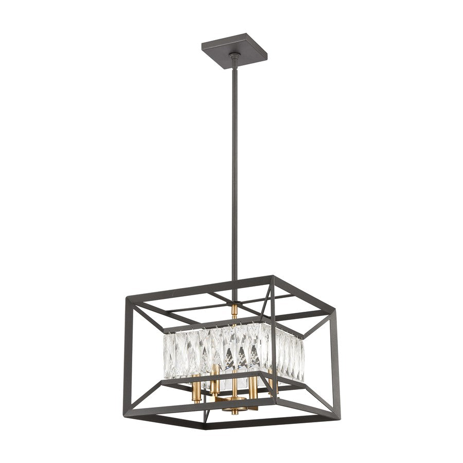 Atlas Lighting Starlight 15in 4-Light Chandelier | Modern Charcoal and Satin Brass Metal | Dining Room & Bedroom | 15 x 15 x 11 in | Model CL12538-BK