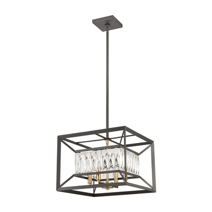 Atlas Lighting Starlight 15in 4-Light Chandelier | Modern Charcoal and Satin Brass Metal | Dining Room & Bedroom | 15 x 15 x 11 in | Model CL12538-BK